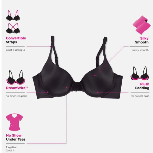 MAIDENFORM DreamWire No-Poke Push-Up Bra Convertible DM0066 Size 32C - Nude NWT - Picture 6 of 8